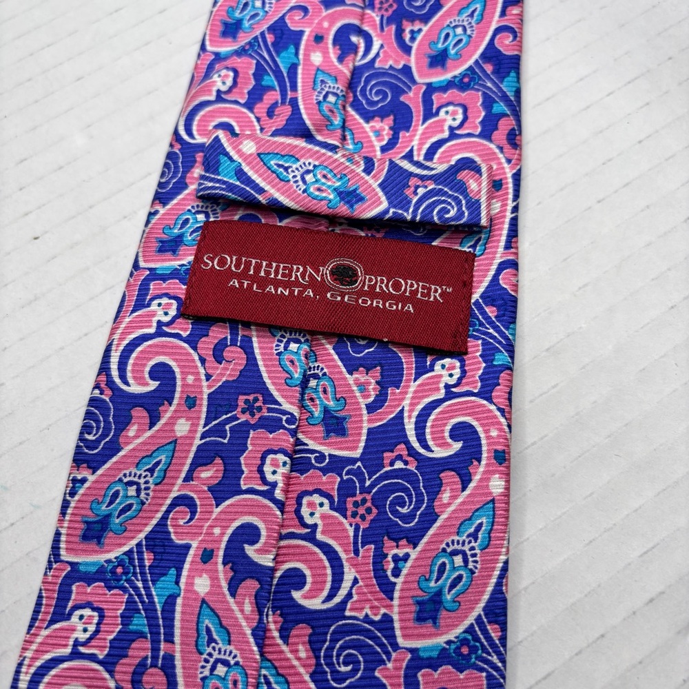 Southern Proper Paisley Tie - Pink and Blue 100% Silk